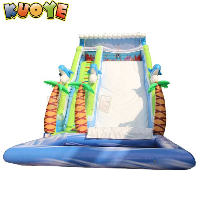 KYSS58 Tropical Island Water Slide with Pool Water Slides for sale