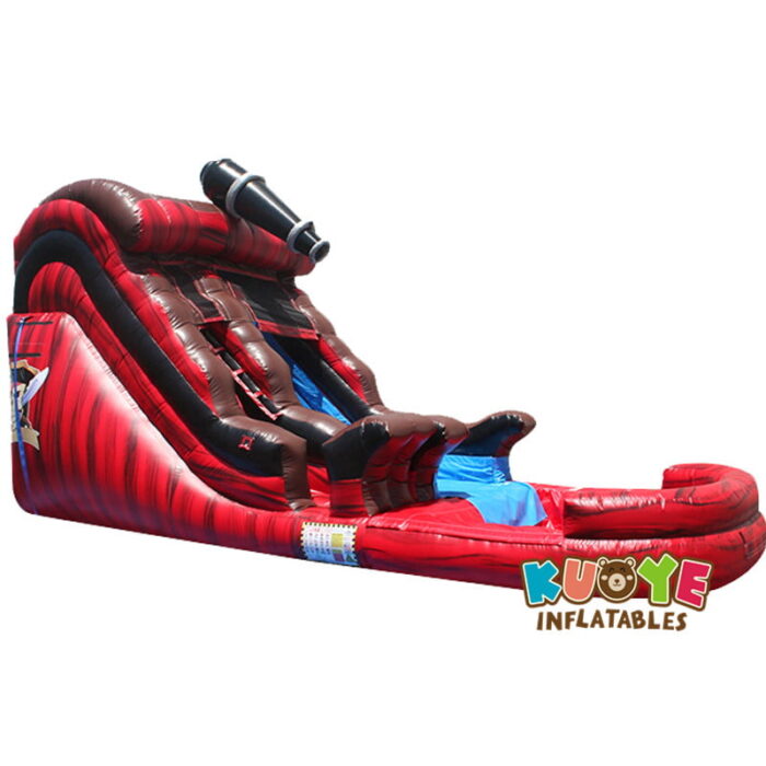 WS1822 16ft Pirate Biohazard Red Single Lane Waterslide Water Slides for sale