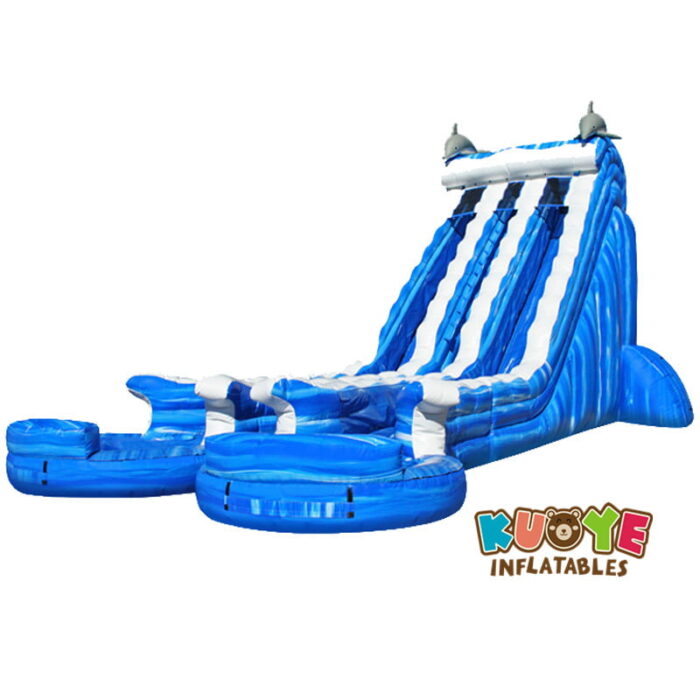 WS1827 22ft Dolphin Dual Lane Ocean Curvy Water Slide Water Slides for sale