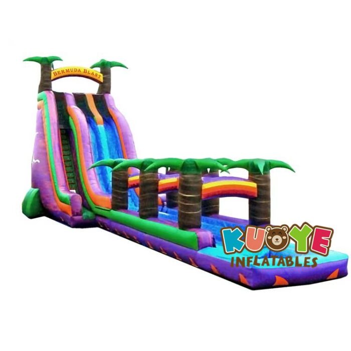 WS021 27ft Bermuda Blast Dual Lane Water Slide With Slip and Slide Water Slides for sale