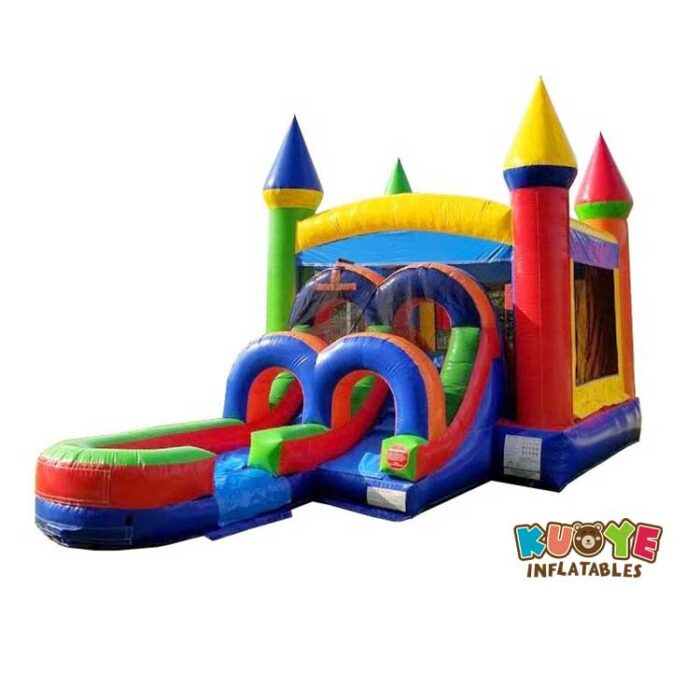 CB088 Kids Modern Rainbow Water Slide Bounce House Combo Combo Units for sale