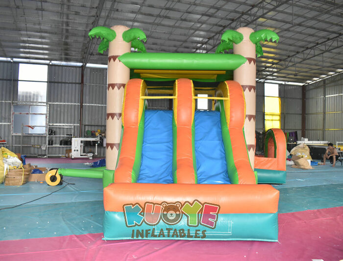 CB091 Kids Tropical Bounce House and Double Lane Slide Combo Combo Units for sale 2