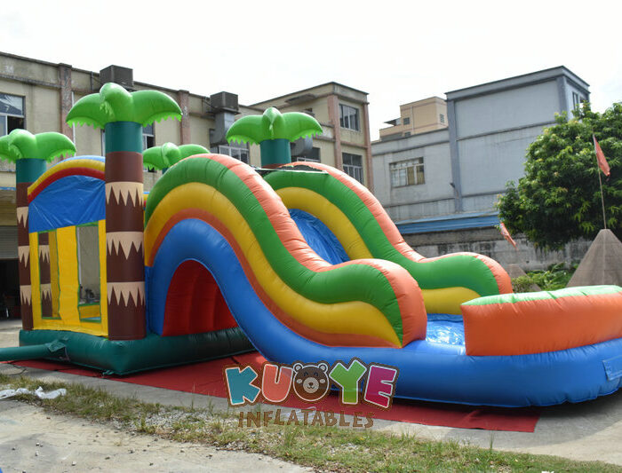 CB1814 Tropical Curvy Bounce House Combo Wet with Pool Combo Units for sale 2