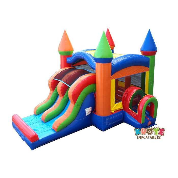 CB092 Kids Modern Rainbow Bounce House and Double Lane Slide Combo Combo Units for sale 5