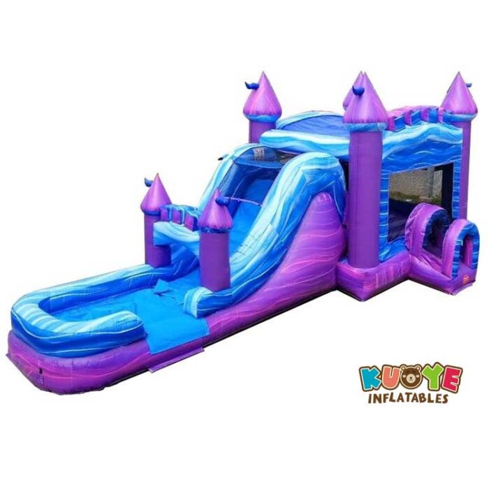 CB083 Mega Purple Marble Water Slide Bounce House Combo Combo Units for sale