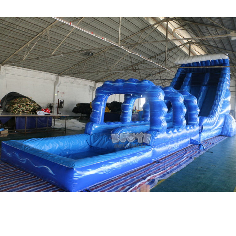 WS002 23ft Blue Marble Wave Double Lane Water Slide Water Slides for sale 6