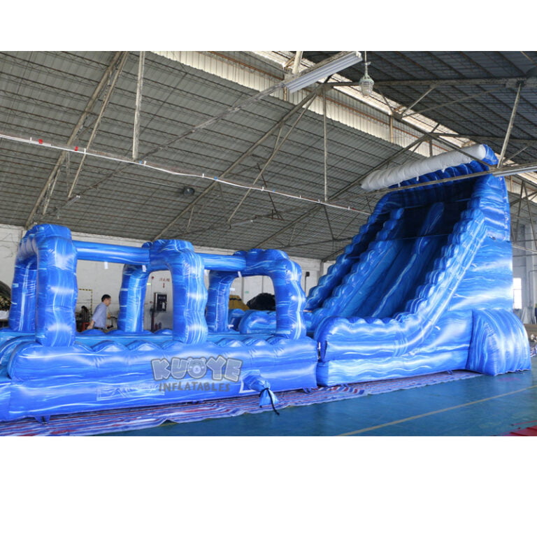 WS002 23ft Blue Marble Wave Double Lane Water Slide Water Slides for sale 7