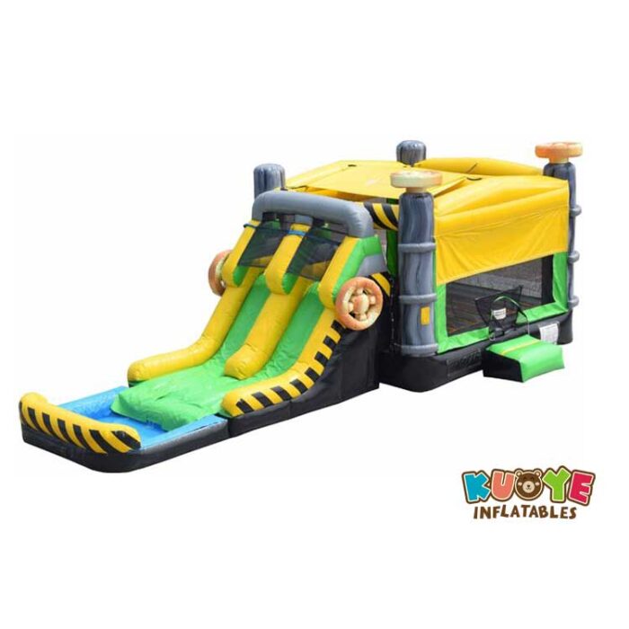 CB129 Caution Double Lane Bounce House Combo Wet/Dry Combo Units for sale