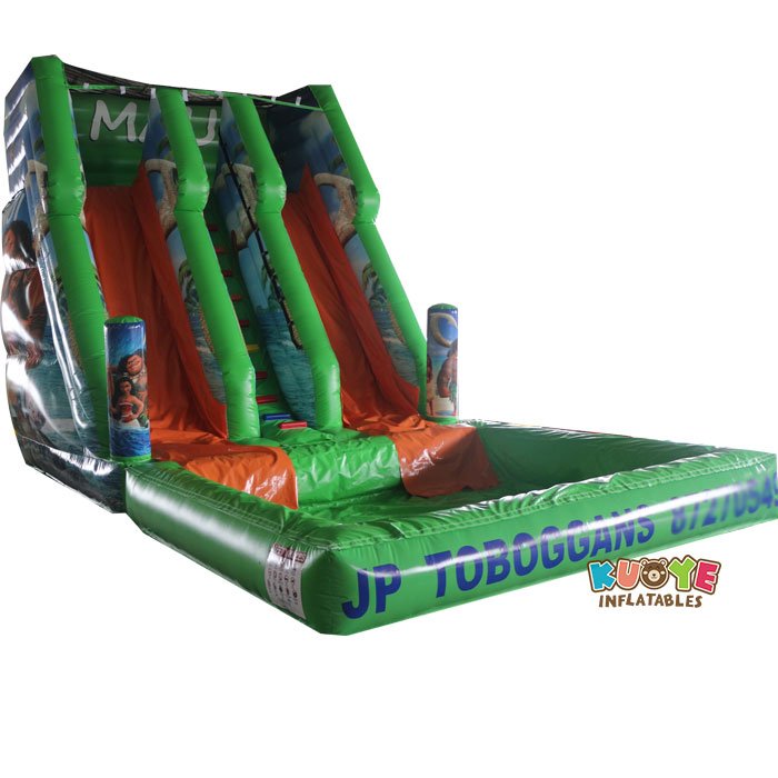 WS134 Moana Green Toboggan Gonflable Water Slides for sale