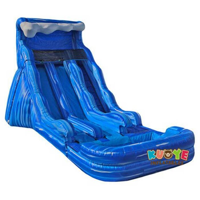 WS151 17FT Dual Lane Blue Wave Inflatable Waterslide Water Slides for sale