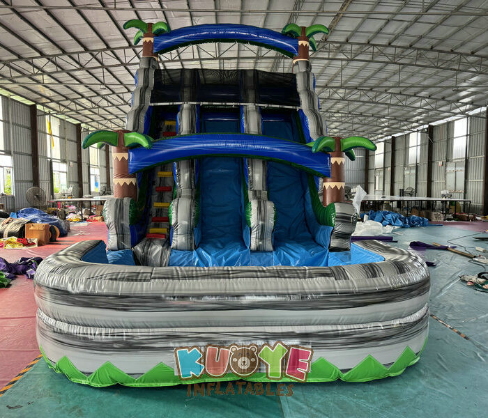 WS181 14ft Commercial Inflatable Dual Boulder Water Slide with Pool Water Slides for sale 2