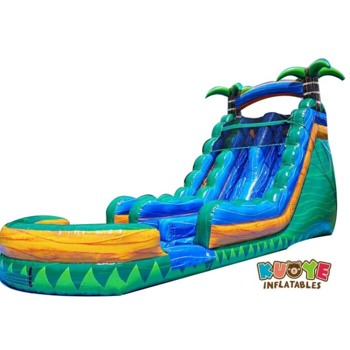 WS154 18ftTropical Emerald Rush Water Slide Double Lane Water Slides for sale 3