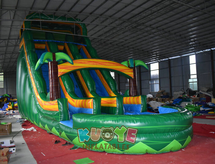 WS189 22ft Inflatable Dual Line Marble Green Water Slide Water Slides for sale 2