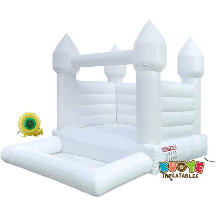 BH182 White Bounce House with Slide for Weddings, Birthdays, Parties Bounce Houses / Bouncy Castles for sale 6