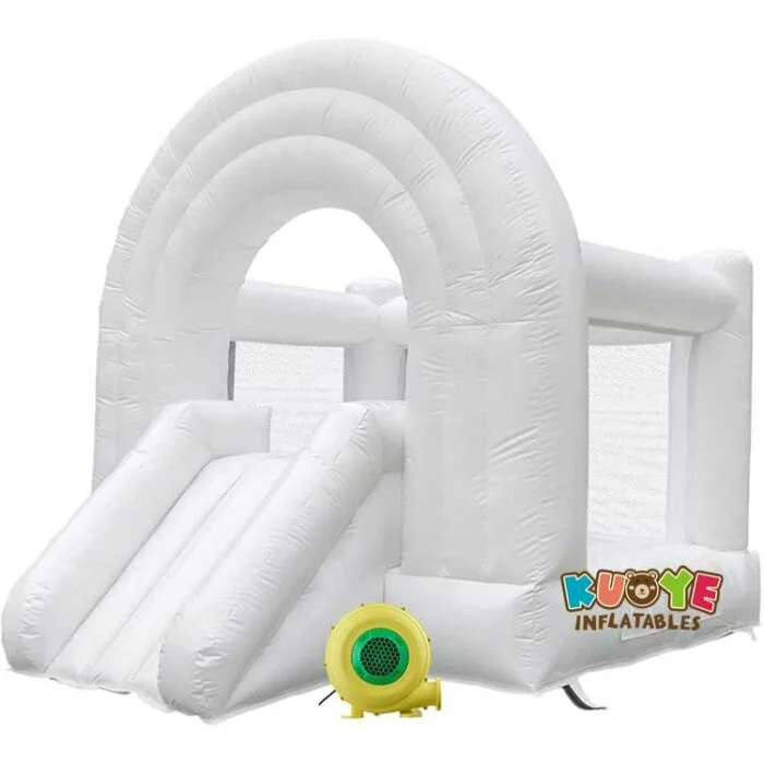 BH182 White Bounce House with Slide for Weddings, Birthdays, Parties Bounce Houses / Bouncy Castles for sale