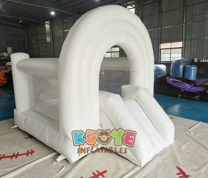 BH182 White Bounce House with Slide for Weddings, Birthdays, Parties Bounce Houses for sale 2