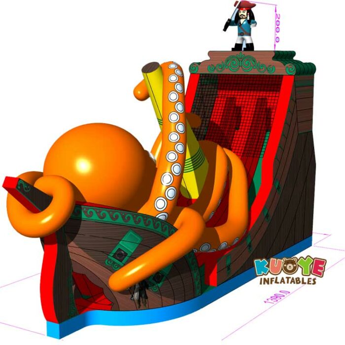 SL068 Pirate Ship inflatable Slide with Big Octopus Monster Inflatable Slides for sale 5