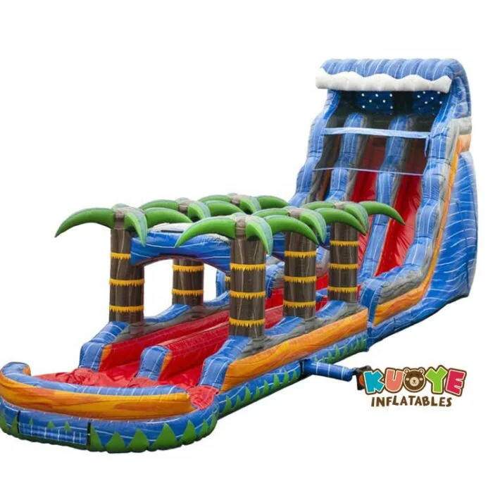 WS224 24ft Tropical Giant Double Lane Water Slide with Slip N Slide Water Slides for sale