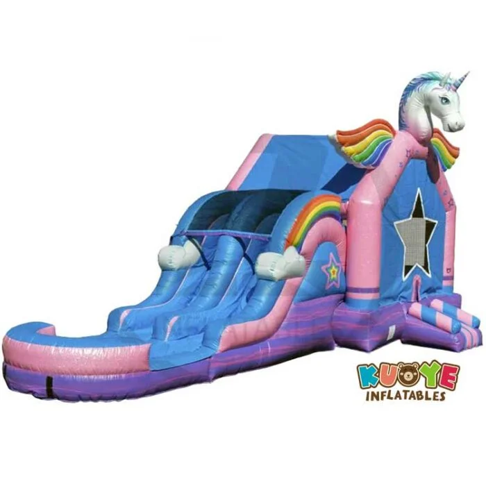 CB246 Enchanted Unicorn Combo Bounce House Slide with Pool