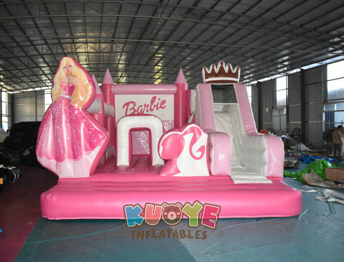 CB296  Pink Barbie Bouncy Castle with Slide Combo Units for sale 2
