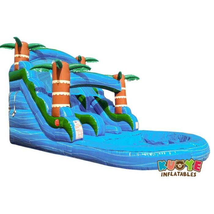 WS305 15ft Blue Hurricane Dual Slide with Pool Dual Lane Water Slides for sale