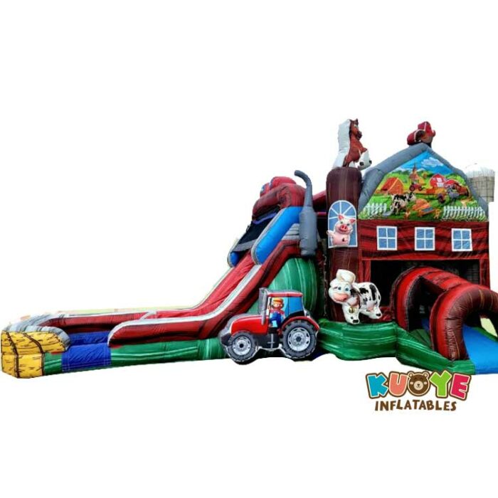 CB349 Inflatable Double Lane Farm Bounce House Slide Combo Combo Units for sale