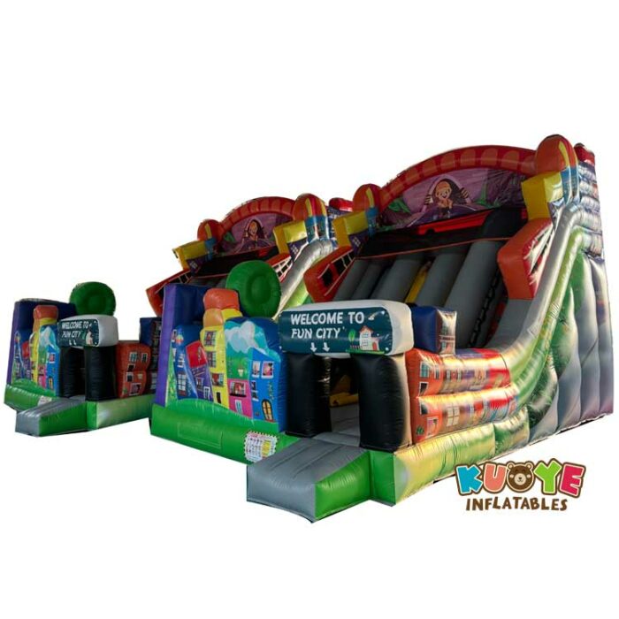 SL102 16ft Inflatable Three Lane Fun City Slide Inflatable Slides for sale 3