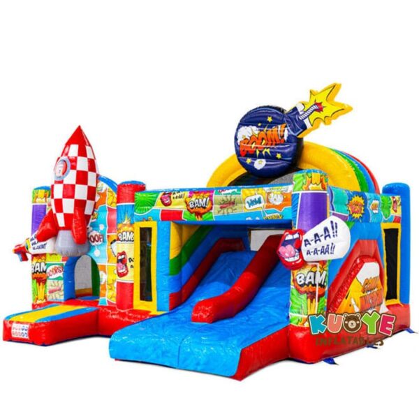 12 17x20x15ft Multiplay Doubleslide Comic Bouncy Castle