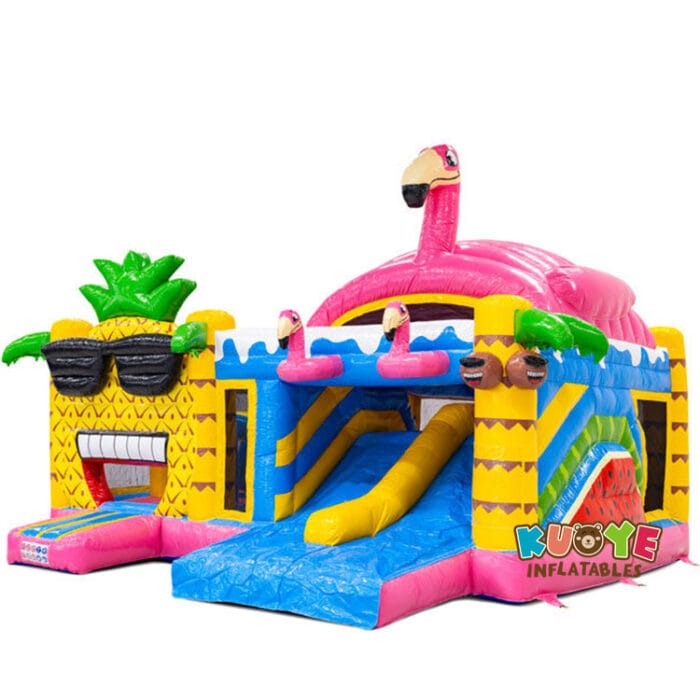 CB406 17x20x14ft Multiplay Doubleslide Hawaii Flamingo Bouncy Castle Combo Units for sale