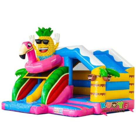 5 16x15x13ft Slide Combo Doubleslide Hawaii Flamingo Bouncy Castle