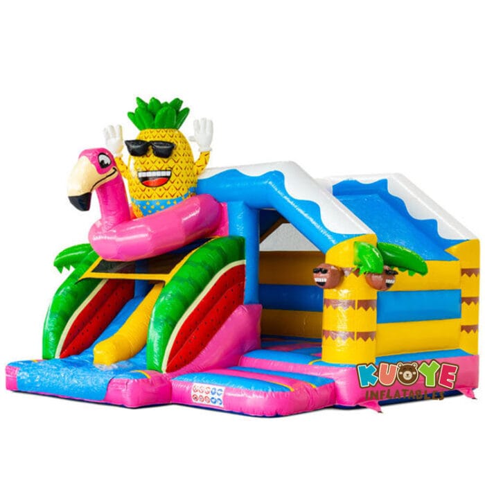 CB396 16x15x13ft Slide Combo Doubleslide Hawaii Flamingo Bouncy Castle Combo Units for sale 3