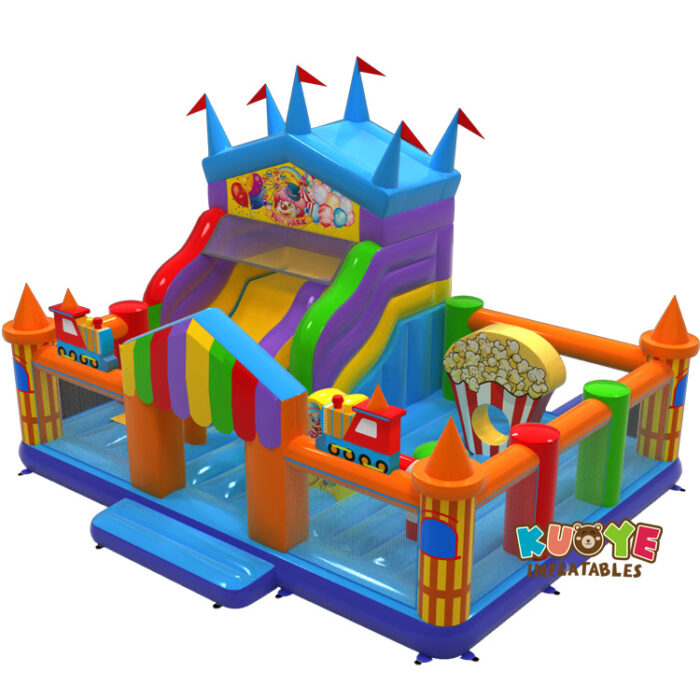CB465 Inflatable playground 8×6 in an amusement park theme Combo Units for sale