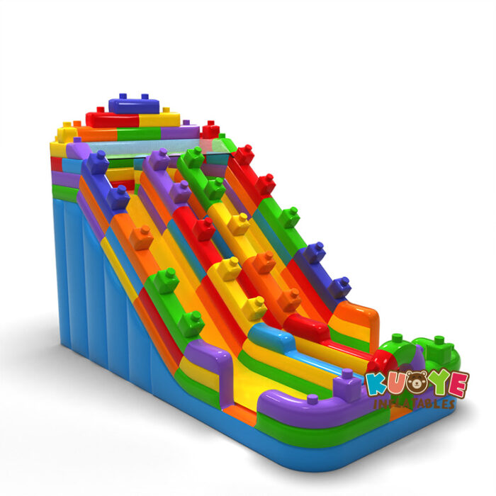 SL155 Double enlarged inflatable slide in colourful blocks motif Inflatable Slides for sale
