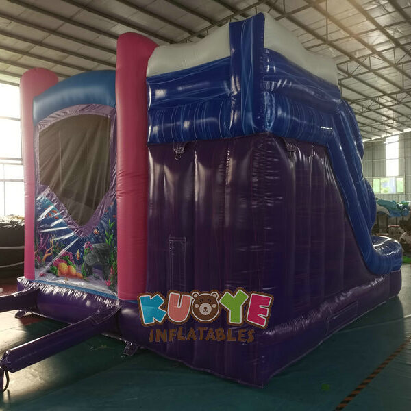 CB514 Little Mermaid Dream Double Lane WetDry Slide with Bounce House (17) CB514 Little Mermaid Dream Double Lane WetDry Slide with Bounce House (17)
