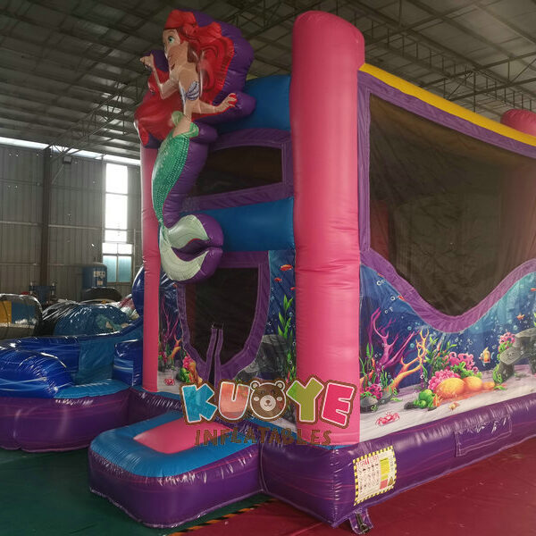 CB514 Little Mermaid Dream Double Lane WetDry Slide with Bounce House (21) CB514 Little Mermaid Dream Double Lane WetDry Slide with Bounce House (21)