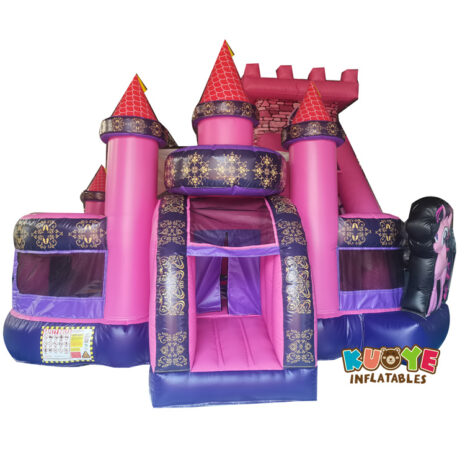 Pink And Purple Princess Bouncy Castle Slide Combo With Twister Game