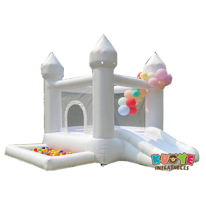 CB537 White Wedding Bouncy Castle Slide with A Ball Pit Combo Units for sale
