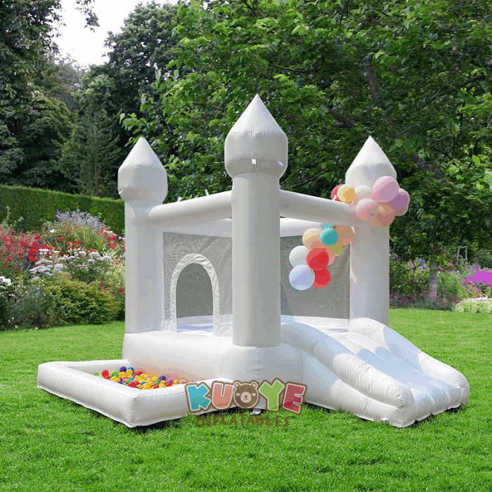CB537 White Wedding Bouncy Castle Slide with a Ball Pit Combo Units for sale 2