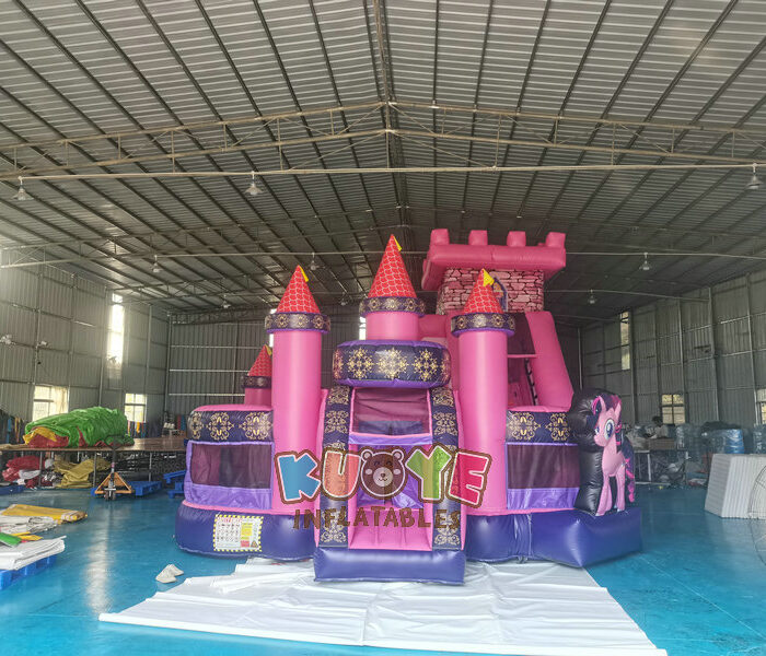 CB525 Pink and Purple Princess Bouncy Castle Slide Combo with Twister Game Combo Units for sale 2