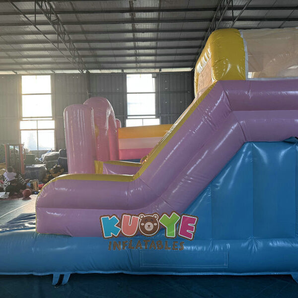 CB541 (11) Pink Rainbow Bouncy Castle Slide Combo