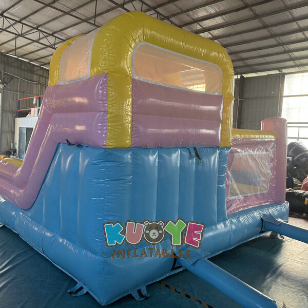 CB541 (12) Pink Rainbow Bouncy Castle Slide Combo