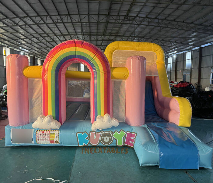 CB541 Pink Rainbow Bouncy Castle Slide Combo Combo Units for sale 2