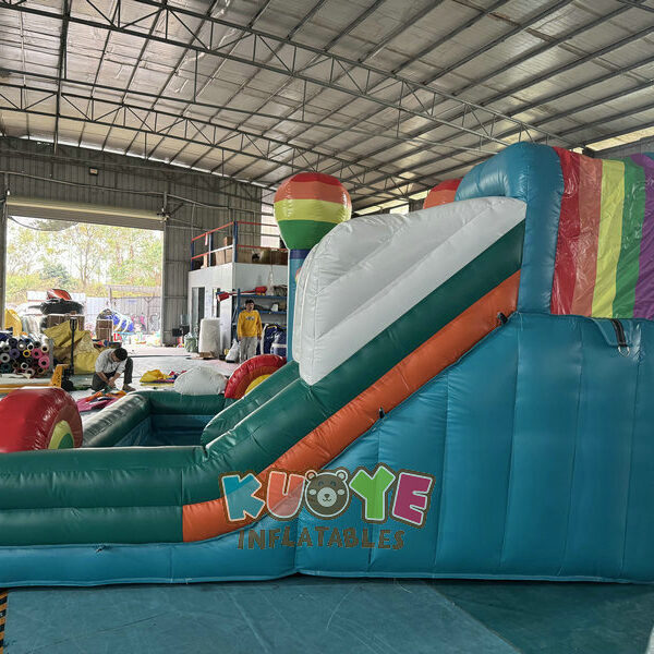 CB546 (4) Wet/Dry Rainbow Bounce House Slide Combo