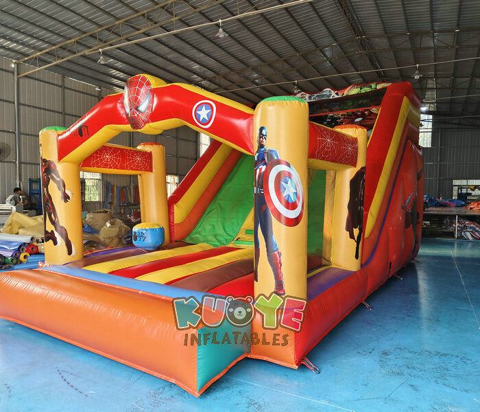 SL183 Spiderman Superhero Dry Bouncy Slide Inflatable Slides for sale 2