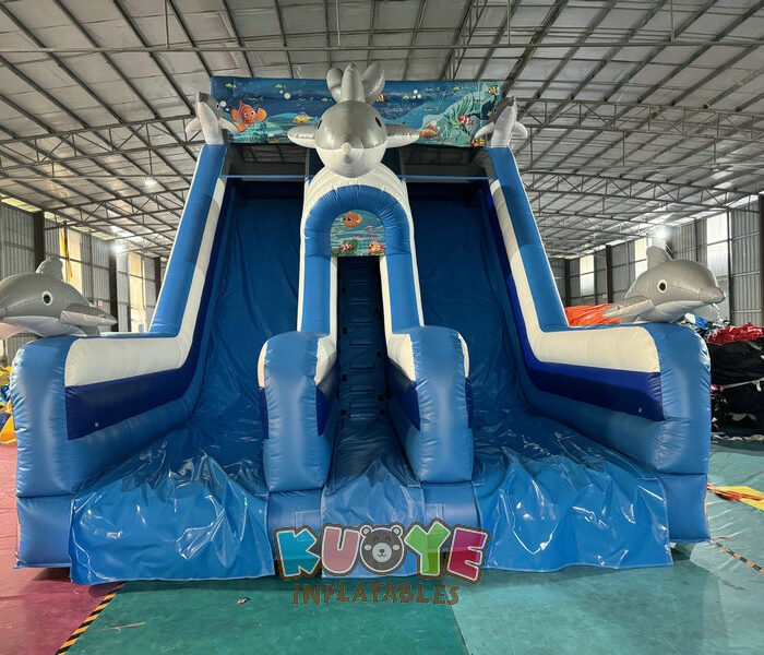 SL191 Double Lane Dolphin Inflatable Slide Inflatable Slides for sale 2