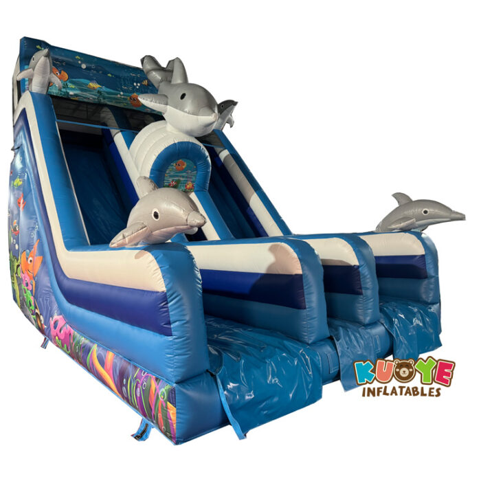 SL191 Double Lane Dolphin Inflatable Slide Inflatable Slides for sale