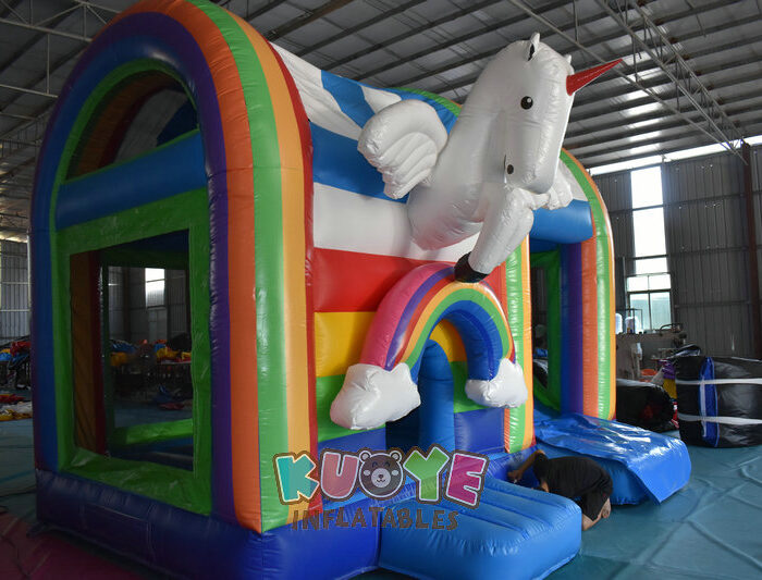 CB562 3d Unicorn Rainbow Bouncy Castle Slide Combo Combo Units for sale 2