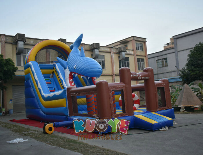 SL210 4 in 1 Shark Slide with Bouncy Castle Inflatable Slides for sale 2