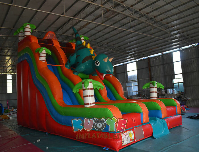 SL200 Inflatable Jurassic Dinosaur Volcano Dual Lane High Slide Inflatable Slides for sale 2
