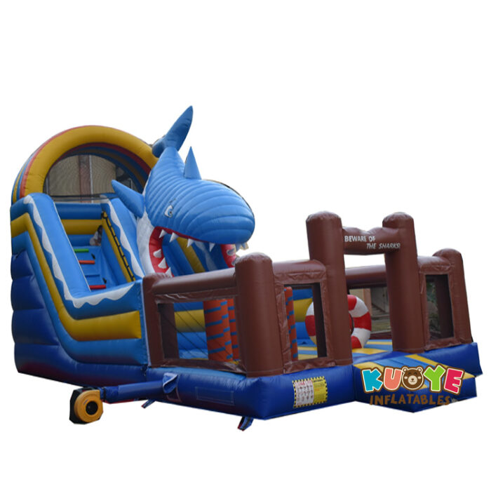 SL210 4 in 1 Shark Slide with Bouncy Castle Inflatable Slides for sale